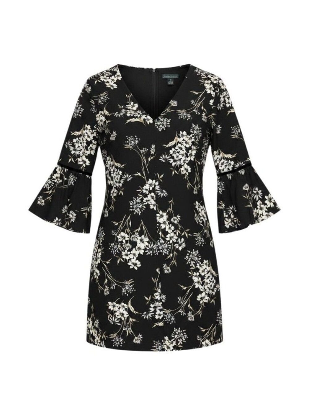 Jessica Howard Womens Black Floral Bell Sleeve Dress 24W NWT